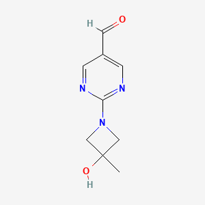 molecular formula C9H11N3O2 B13183605 2-(3-Hydroxy-3-methylazetidin-1-yl)pyrimidine-5-carbaldehyde 