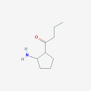 molecular formula C9H17NO B13183626 1-(2-Aminocyclopentyl)butan-1-one 