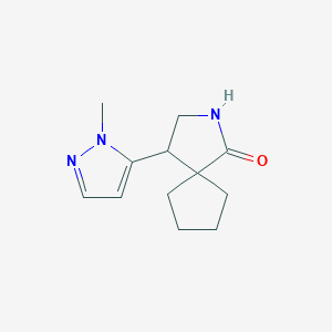 molecular formula C12H17N3O B13183654 4-(1-Methyl-1H-pyrazol-5-yl)-2-azaspiro[4.4]nonan-1-one 