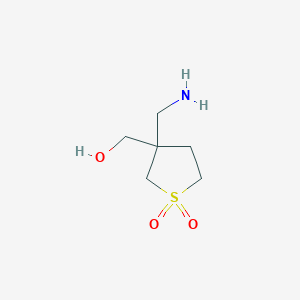 molecular formula C6H13NO3S B13183723 3-(Aminomethyl)-3-(hydroxymethyl)-1lambda6-thiolane-1,1-dione 