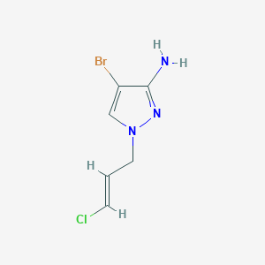 molecular formula C6H7BrClN3 B13183788 4-Bromo-1-(3-chloroprop-2-en-1-yl)-1H-pyrazol-3-amine 