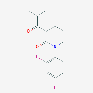 molecular formula C15H17F2NO2 B13183796 1-(2,4-Difluorophenyl)-3-(2-methylpropanoyl)piperidin-2-one 