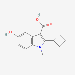 molecular formula C14H15NO3 B13183810 2-Cyclobutyl-5-hydroxy-1-methyl-1H-indole-3-carboxylic acid 