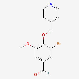 molecular formula C14H12BrNO3 B13183820 3-Bromo-5-methoxy-4-(pyridin-4-ylmethoxy)benzaldehyde 