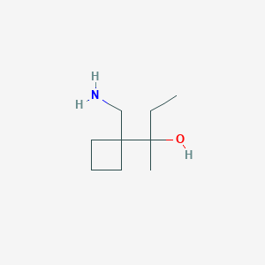 molecular formula C9H19NO B13183857 2-[1-(Aminomethyl)cyclobutyl]butan-2-OL 