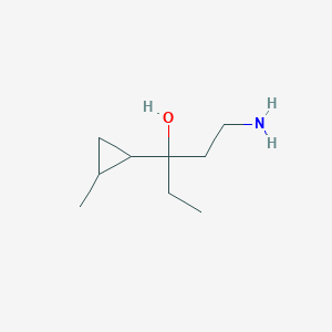 molecular formula C9H19NO B13183862 1-Amino-3-(2-methylcyclopropyl)pentan-3-ol 