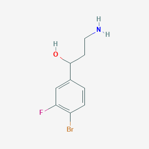 molecular formula C9H11BrFNO B13183872 3-Amino-1-(4-bromo-3-fluorophenyl)propan-1-ol 