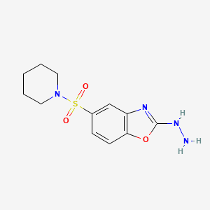 molecular formula C12H16N4O3S B13183934 2-Hydrazinyl-5-(piperidine-1-sulfonyl)-1,3-benzoxazole 