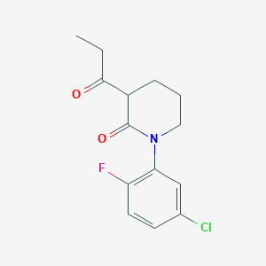 molecular formula C14H15ClFNO2 B13184019 1-(5-Chloro-2-fluorophenyl)-3-propanoylpiperidin-2-one 