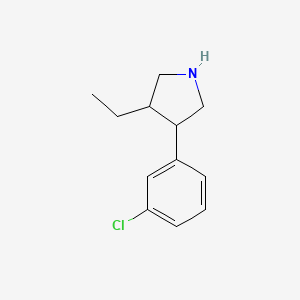 molecular formula C12H16ClN B13184105 3-(3-Chlorophenyl)-4-ethylpyrrolidine 