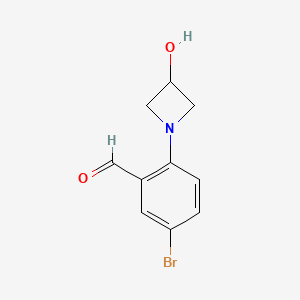 molecular formula C10H10BrNO2 B13184193 5-Bromo-2-(3-hydroxyazetidin-1-yl)benzaldehyde 