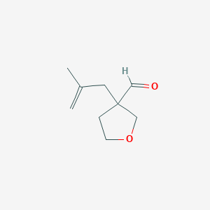 molecular formula C9H14O2 B13184248 3-(2-Methylprop-2-en-1-yl)oxolane-3-carbaldehyde 