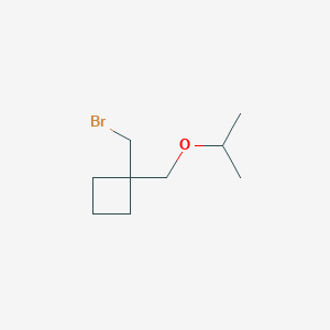 molecular formula C9H17BrO B13184263 1-(Bromomethyl)-1-[(propan-2-yloxy)methyl]cyclobutane 