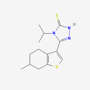 molecular formula C14H19N3S2 B1318427 4-isopropyl-5-(6-methyl-4,5,6,7-tetrahydro-1-benzothien-3-yl)-4H-1,2,4-triazole-3-thiol CAS No. 847503-24-6