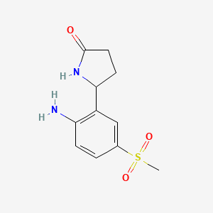 molecular formula C11H14N2O3S B13184322 5-(2-Amino-5-methanesulfonylphenyl)pyrrolidin-2-one 