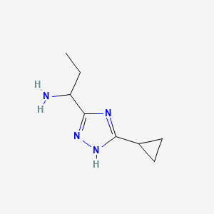 molecular formula C8H14N4 B13184364 1-(5-cyclopropyl-1H-1,2,4-triazol-3-yl)propan-1-amine 