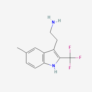 molecular formula C12H13F3N2 B13184397 2-[5-Methyl-2-(trifluoromethyl)-1H-indol-3-yl]ethan-1-amine 