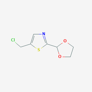 molecular formula C7H8ClNO2S B13184504 5-(Chloromethyl)-2-(1,3-dioxolan-2-yl)-1,3-thiazole 