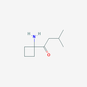 molecular formula C9H17NO B13184583 1-(1-Aminocyclobutyl)-3-methylbutan-1-one 