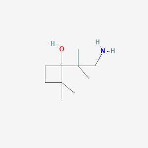 molecular formula C10H21NO B13184604 1-(1-Amino-2-methylpropan-2-yl)-2,2-dimethylcyclobutan-1-ol 