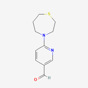 molecular formula C11H14N2OS B13184653 6-(1,4-Thiazepan-4-YL)pyridine-3-carbaldehyde 