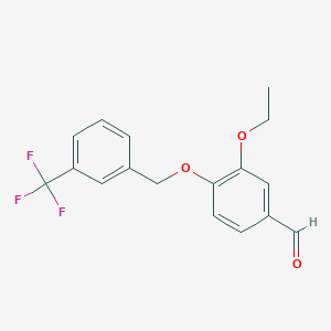 molecular formula C17H15F3O3 B1318472 3-Ethoxy-4-{[3-(trifluoromethyl)benzyl]oxy}benzaldehyde CAS No. 667437-26-5