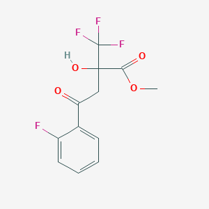 molecular formula C12H10F4O4 B13184722 Methyl 4-(2-fluorophenyl)-2-hydroxy-4-oxo-2-(trifluoromethyl)butanoate 