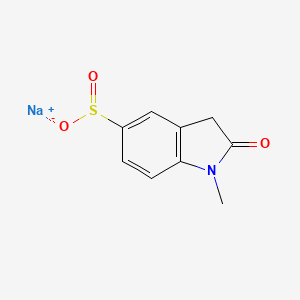 molecular formula C9H8NNaO3S B13184773 Sodium 1-methyl-2-oxo-2,3-dihydro-1H-indole-5-sulfinate 