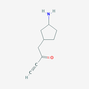 molecular formula C9H13NO B13184794 1-(3-Aminocyclopentyl)but-3-yn-2-one 