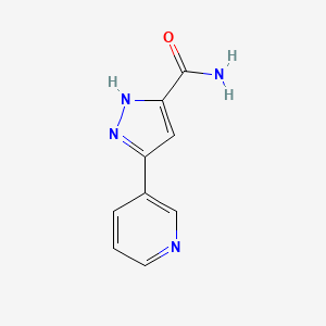 molecular formula C9H8N4O B1318491 5-(吡啶-3-基)-1H-吡唑-3-甲酰胺 CAS No. 287494-01-3