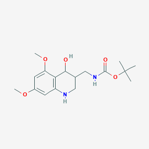 molecular formula C17H26N2O5 B13184964 tert-butyl N-[(4-hydroxy-5,7-dimethoxy-1,2,3,4-tetrahydroquinolin-3-yl)methyl]carbamate 