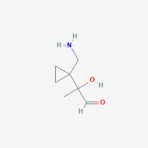 molecular formula C7H13NO2 B13185115 2-[1-(Aminomethyl)cyclopropyl]-2-hydroxypropanal 