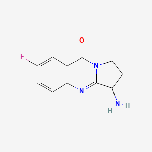 molecular formula C11H10FN3O B13185153 3-amino-7-fluoro-1H,2H,3H,9H-pyrrolo[2,1-b]quinazolin-9-one 