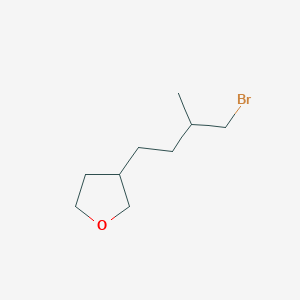 molecular formula C9H17BrO B13185168 3-(4-Bromo-3-methylbutyl)oxolane 