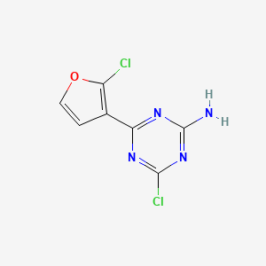 molecular formula C7H4Cl2N4O B13185211 4-Chloro-6-(2-chlorofuran-3-yl)-1,3,5-triazin-2-amine 