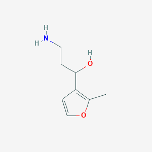 molecular formula C8H13NO2 B13185216 3-Amino-1-(2-methylfuran-3-yl)propan-1-ol 