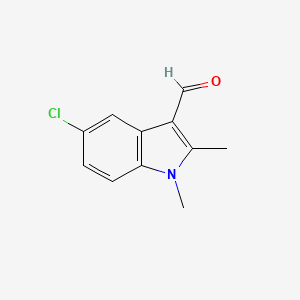 molecular formula C11H10ClNO B13185309 5-Chloro-1,2-dimethyl-1H-indole-3-carbaldehyde 