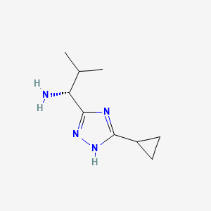 molecular formula C9H16N4 B13185345 (1R)-1-(5-Cyclopropyl-1H-1,2,4-triazol-3-yl)-2-methylpropan-1-amine 