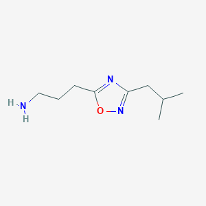 molecular formula C9H17N3O B13185359 3-[3-(2-Methylpropyl)-1,2,4-oxadiazol-5-yl]propan-1-amine 