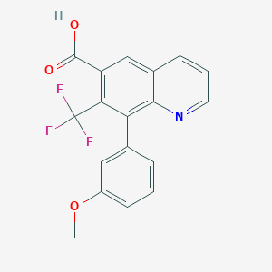 molecular formula C18H12F3NO3 B13185365 8-(3-Methoxyphenyl)-7-(trifluoromethyl)quinoline-6-carboxylic acid 