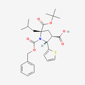 1,2,4-pyrrolidinetricarboxylic acid, 2-(2-methylpropyl)-5-(2-thienyl)-, 2-(1,1-dimethylethyl) 1-(phenylmethyl) ester, (2S,4S,5R)-