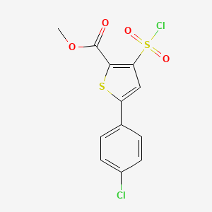 molecular formula C12H8Cl2O4S2 B13185387 Methyl 5-(4-chlorophenyl)-3-(chlorosulfonyl)thiophene-2-carboxylate 