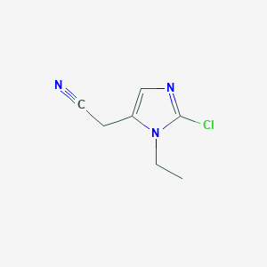 molecular formula C7H8ClN3 B13185397 2-(2-Chloro-1-ethyl-1H-imidazol-5-yl)acetonitrile 