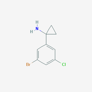 molecular formula C9H9BrClN B13185429 1-(3-Bromo-5-chlorophenyl)cyclopropan-1-amine 