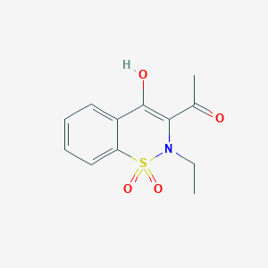 molecular formula C12H13NO4S B1318543 1-(2-ethyl-4-hydroxy-1,1-dioxido-2H-1,2-benzothiazin-3-yl)ethanone CAS No. 919751-89-6
