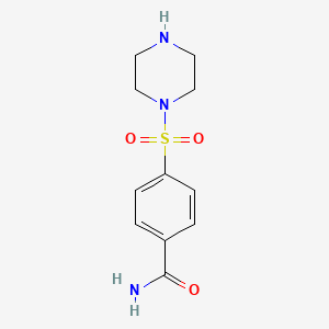 molecular formula C11H15N3O3S B13185432 4-(Piperazine-1-sulfonyl)benzamide 