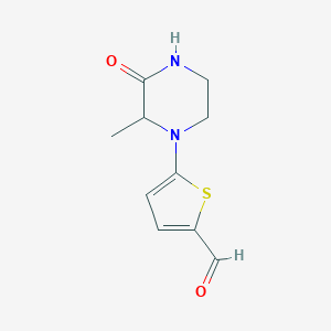 molecular formula C10H12N2O2S B13185435 5-(2-Methyl-3-oxopiperazin-1-yl)thiophene-2-carbaldehyde 