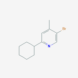 molecular formula C12H16BrN B13185491 5-Bromo-2-cyclohexyl-4-methylpyridine 