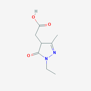 molecular formula C8H12N2O3 B13185513 2-(1-ethyl-3-methyl-5-oxo-4,5-dihydro-1H-pyrazol-4-yl)aceticacid 