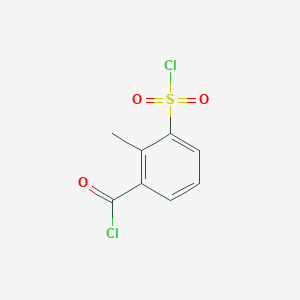 molecular formula C8H6Cl2O3S B13185606 3-(Chlorosulfonyl)-2-methylbenzoyl chloride 